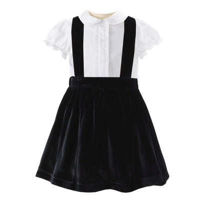 Eloise Black Silk Velvet Pinafore Set