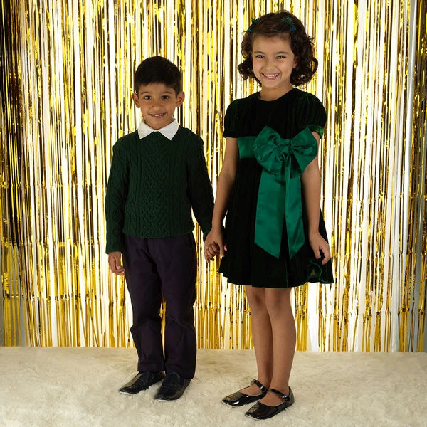 Crushed Velvet Bow Dress
