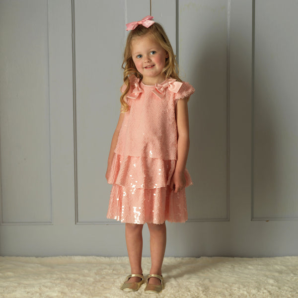 Pink Sequin Bow Dress
