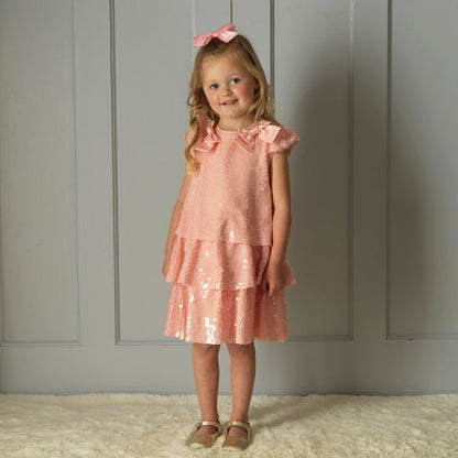 Pink Sequin Bow Dress