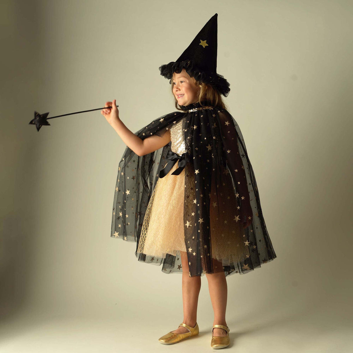 Witch Dress with Cape, Hat & Wand