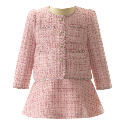 Pink Tweed Jacket and Skirt Set