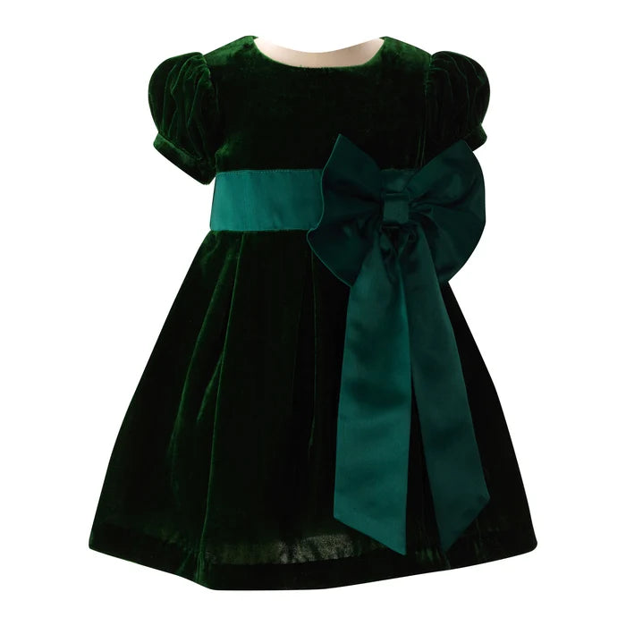 Baby Crushed Velvet Bow Dress