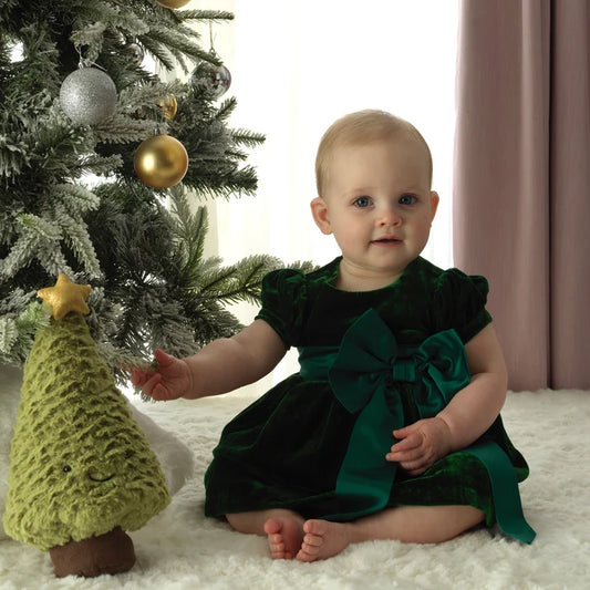 Baby Crushed Velvet Bow Dress